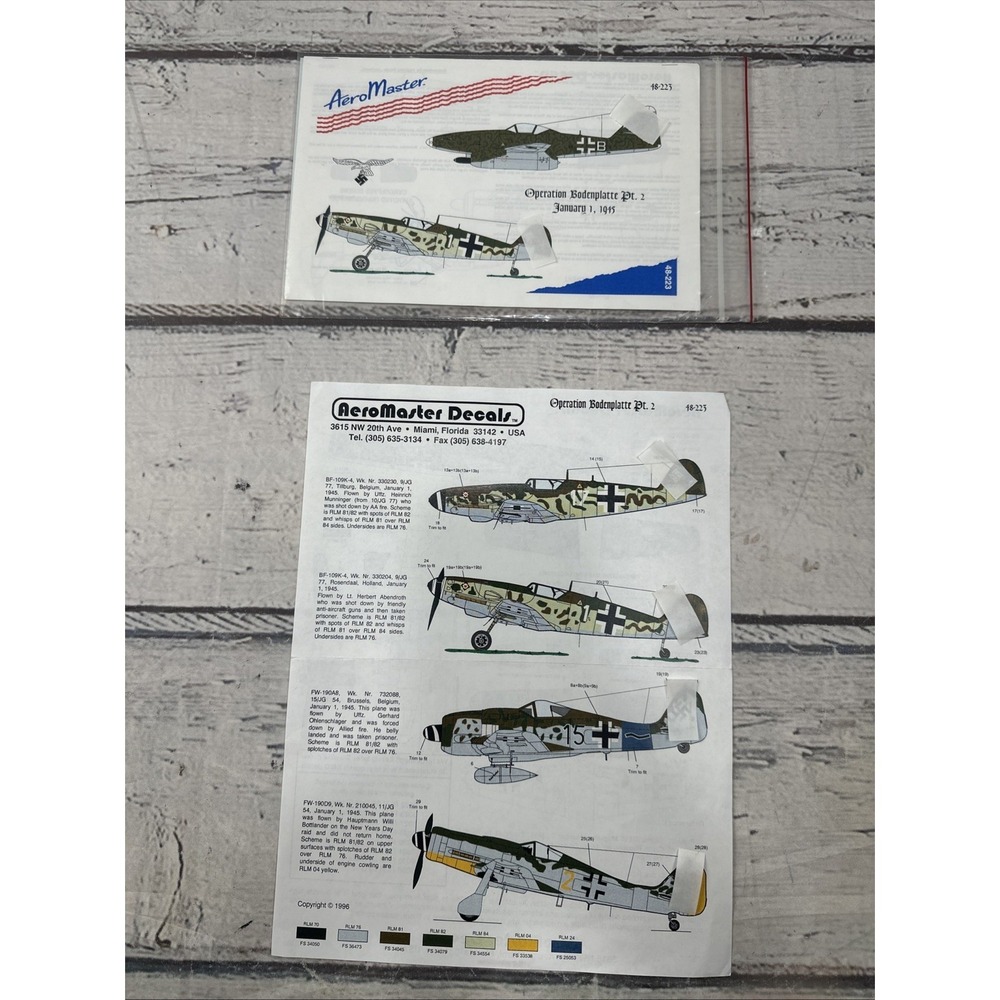 1/48 Aeromaster 48-223 Decal Operation Bodenplatte New